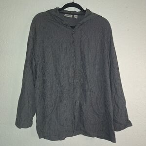 Chicos Design Size XL Black Small Checkered Light Jacket With Hood